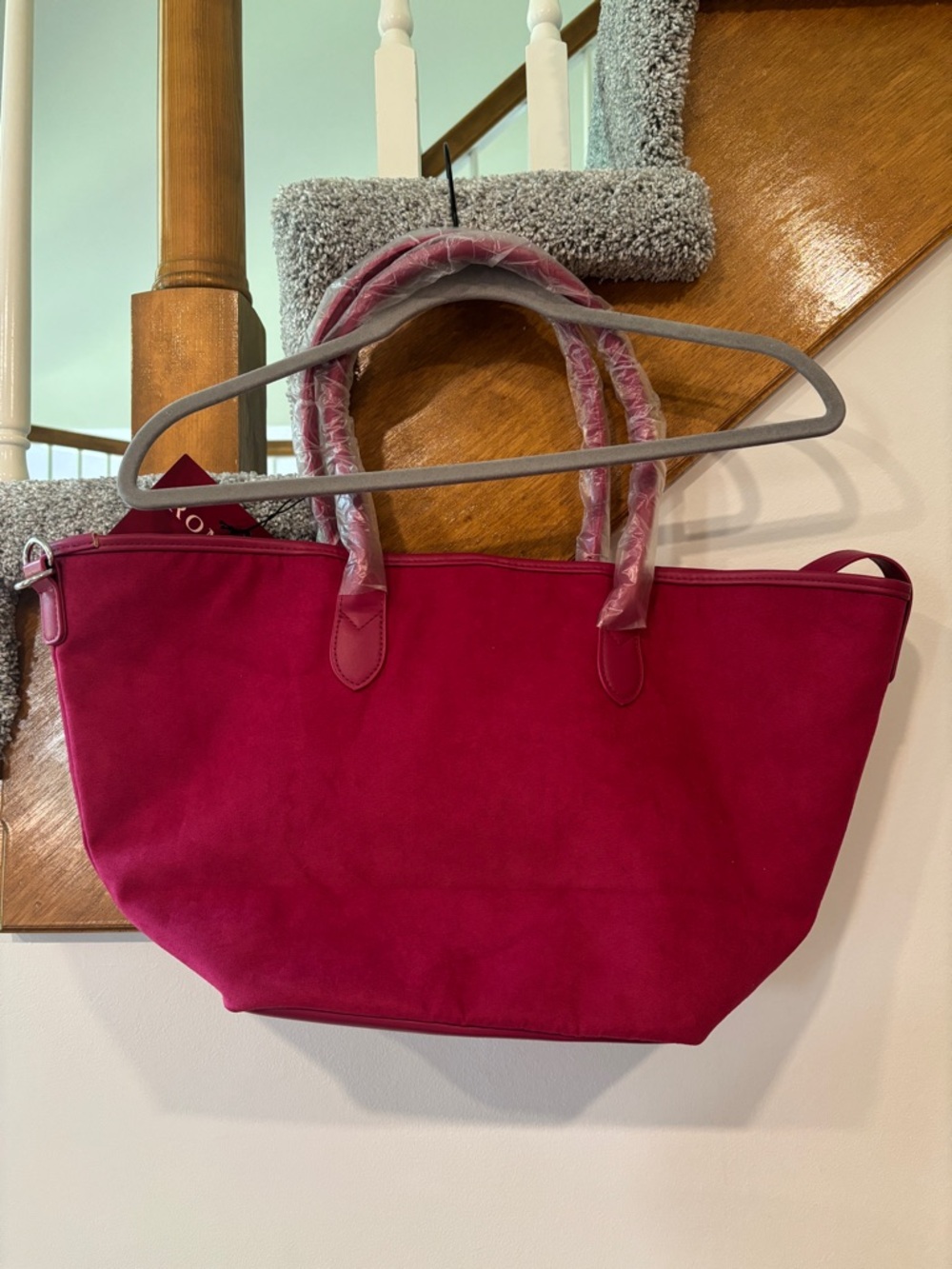 NWT Ralph Lauren Fragrance Suede Tote Bag - Fuchsia - Picture 3 of 4